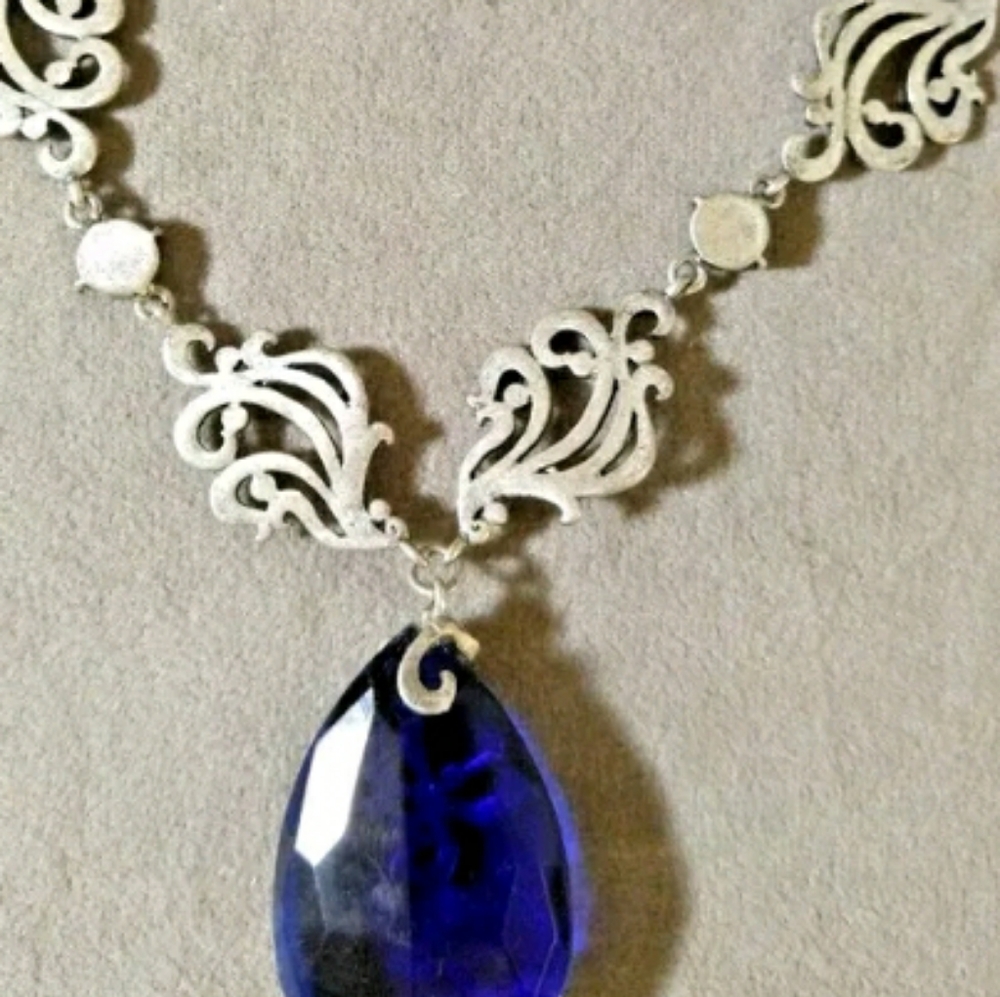 Chicos Gorgeous Large Statement Cobalt Blue Pewte… - image 8